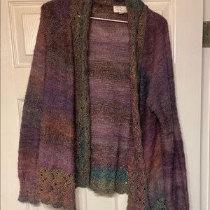Peruvian Connection Purple and Green Ombre Cardigan Sweater